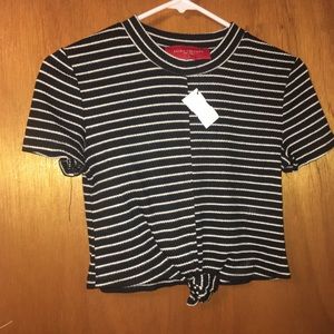 striped knot crop top